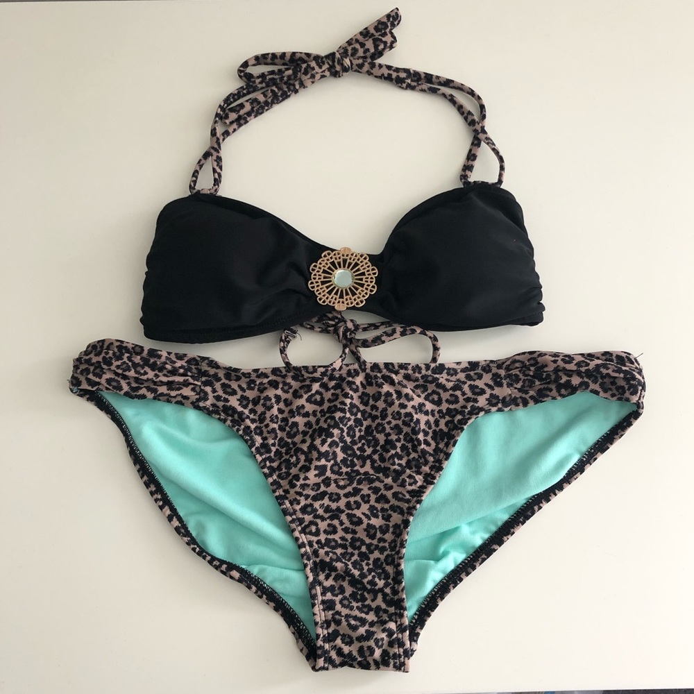 Black and Leopard Bikini
